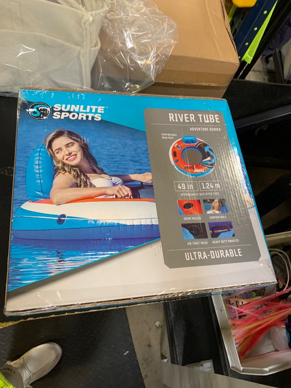 Photo 1 of 2025 New & Upgraded Sunlite Sports Heavy Duty River Tube Inflatable, Premium Water Float to Lounge Above Lake and River, Outdoor Water Raft Sport Fun, Recreational Use