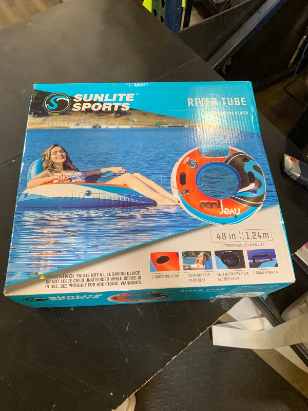 Photo 1 of 2025 New & Upgraded Sunlite Sports Heavy Duty River Tube Inflatable, Premium Water Float to Lounge Above Lake and River, Outdoor Water Raft Sport Fun, Recreational Use