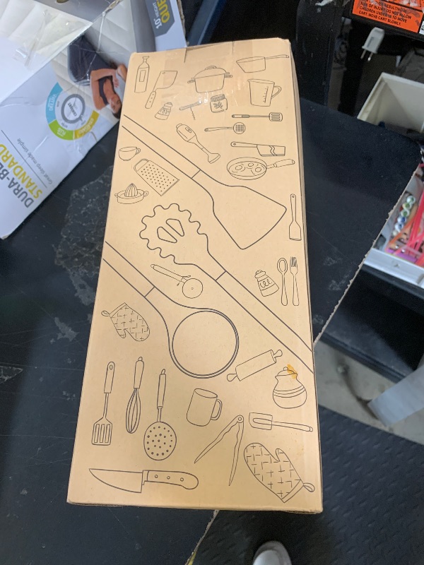 Photo 1 of Silicone Cooking Utensils Set - Silicone Kitchen Utensils for Cooking Wooden Handles, 446°F Heat Resistant Kitchen Utensil Spatula Sets w Holder, Gadgets for Non-Stick Cookware BPA FREE (Khaki)