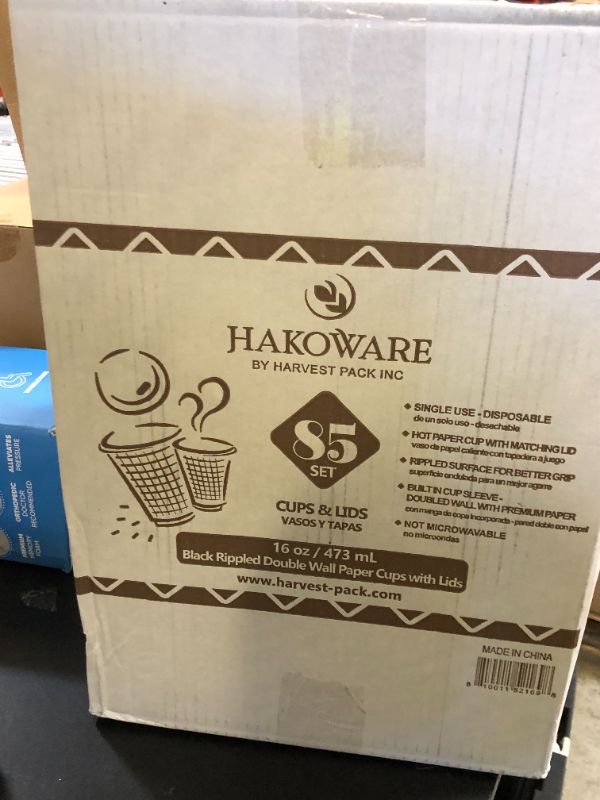 Photo 1 of [85 SET]Harvest Pack 16 oz Coffee Cups, Disposable Insulated Coffee Cups, Ripple Double-Walled Paper Cups with Lids, Black and White Geometric, Drinking Cups for Tea Hot Chocolate Drinks To go