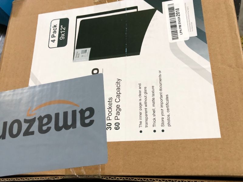Photo 1 of Folder with Plastic Sleeves 4 Pack 9"x12" Black Portfolio Folder for Artwork Display Book 30 Pockets 60 Pages Capacity
