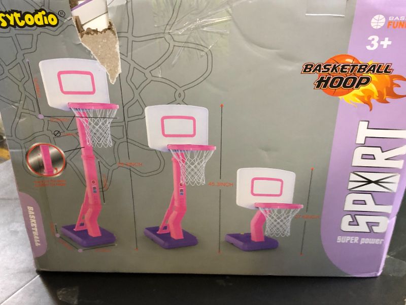 Photo 1 of Toddler Pink Basketball Hoop Indoor Outdoor Age 1-3, Adjustable Kids Basketball Hoop with 3 Balls Backyard Outside Girls Basketball Goal Sport Toys for 1 2 3 4 Year Old Baby Girl Birthday Gifts