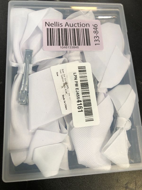 Photo 1 of White Bows for Girls,6PCS Hand-made Grosgrain Ribbon Hair Bows Alligator Clips Hair Accessories for Little Teen Toddler Girls Kids (White)