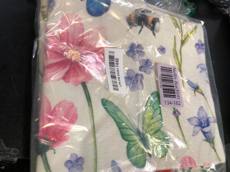 Photo 1 of All Smiles Outdoor Patio Throw Pillow Covers 18x18 Set of 4 Spring Summer Garden Flowers Farmhouse Décor Outside Furniture Bench Chair Decorative Cushion Cases for Swing Deep Seat Bed Couch Sofa