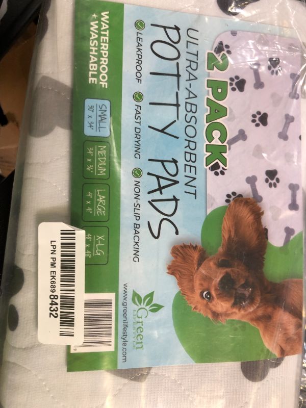 Photo 1 of GREEN LIFESTYLE Washable Pee Pads for Dogs - Waterproof Reusable Puppy Pads with Anti-Slip Backing, Pet Training Pad for Puppy Playpen, Crate, Whelping Box, Potty Training (Pack of 2 - 30x34)