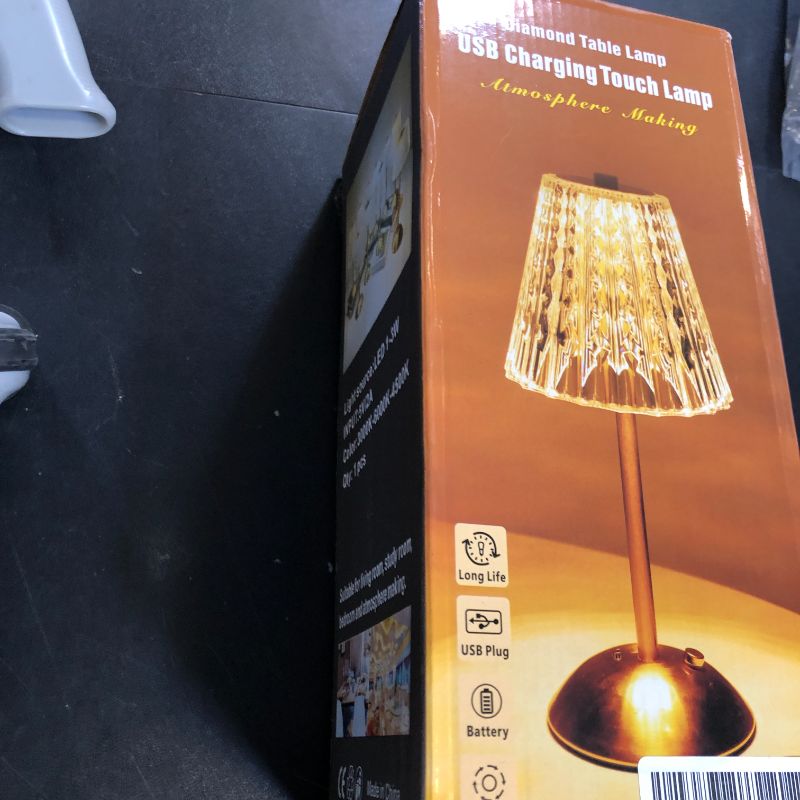 Photo 1 of Liliful 2 Pcs LED Portable Cordless Gold Table Lamp Touch Battery Operated Rechargeable Desk Lamp 3 Color Dimmable for Bedroom Living Room Dining (Rose Style)
