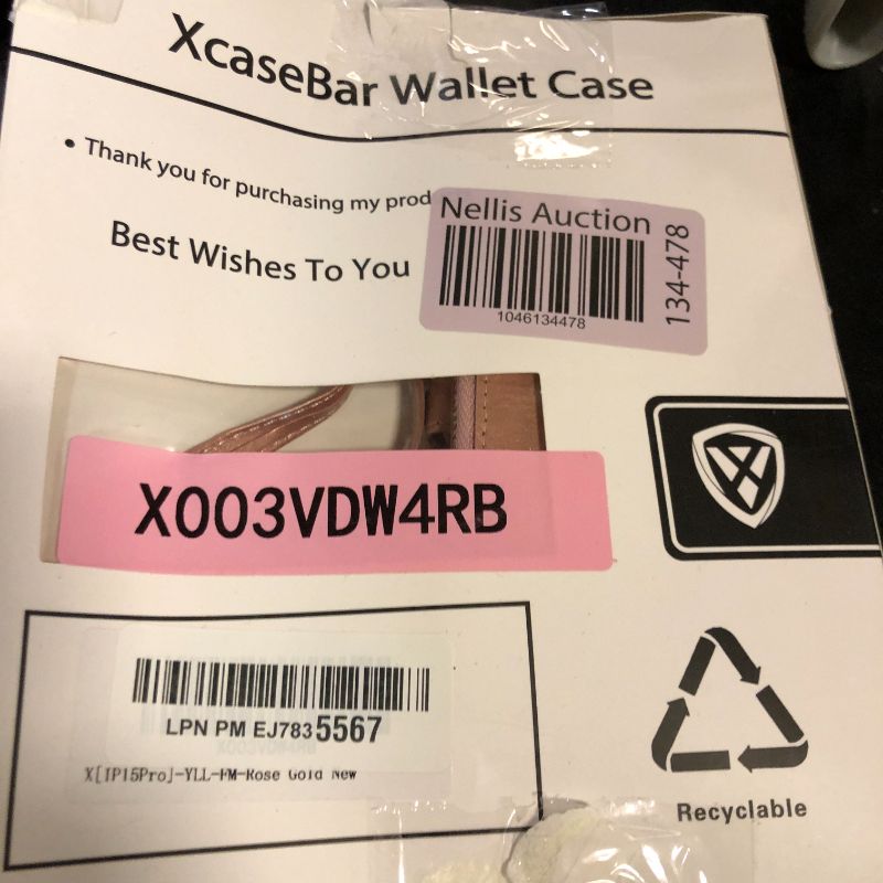 Photo 1 of XcaseBar for iPhone 15 Pro 6.1" Wallet case with Zipper Credit Card Holder RFID Blocking,Flip Folio Book PU Leather Shockproof Strap Protective Cover Women Men for Apple 15Pro Phone case Rose Gold