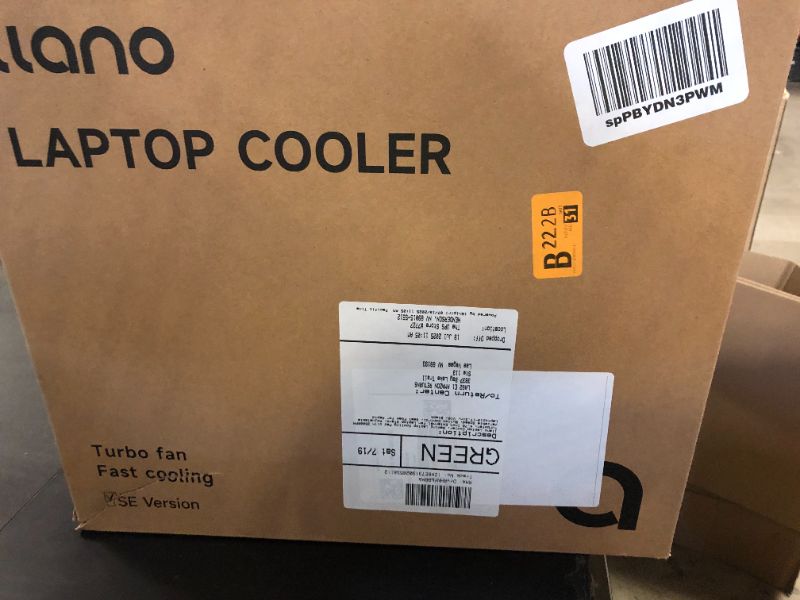 Photo 1 of llano Laptop Cooler, Gaming Laptop Cooling Pad with 3500RPM Turbofan, 4.72 Inch External Fan Laptop Stand, Adjustable Variable Speed, Button Control, Seal Foam for Rapid Laptop13-17.3in, V10, Black