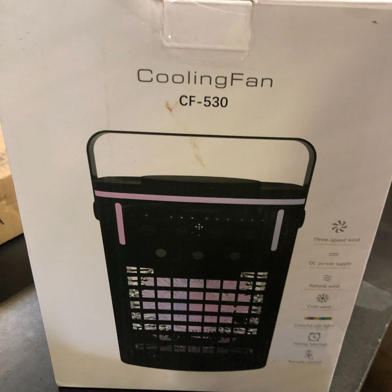 Photo 1 of Portable Air Conditioners, Mini Air Conditioner Portable with Remote, 3 Speeds & 3 Mist, 2-8H Timer & 7 Light Evaporative Air Cooler, Personal Cooling Air Conditioner Fan for Bedroom Office Desk