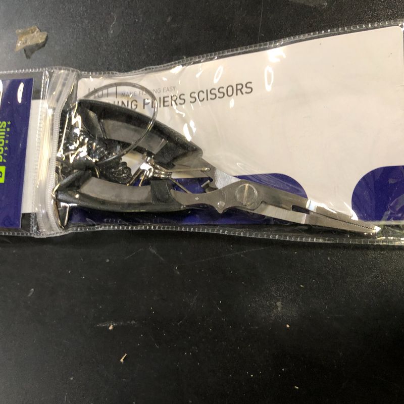 Photo 1 of Booms Fishing H01 Small Fishing Pliers Scissors Braid Cutters Lightweight Stainless Steel Fishing Tools Split Ring Pliers Hook Remover - Black