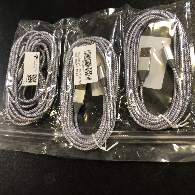 Photo 1 of iPhone Charger 3pack 10FT Apple MFi Certified Long Lightning Cable Fast Charging High Speed Data Sync USB Cable Compatible iPhone 14 13/12/11 Pro Max/XS MAX/XR/XS/X/8/7/Plus/6S (Grey White)