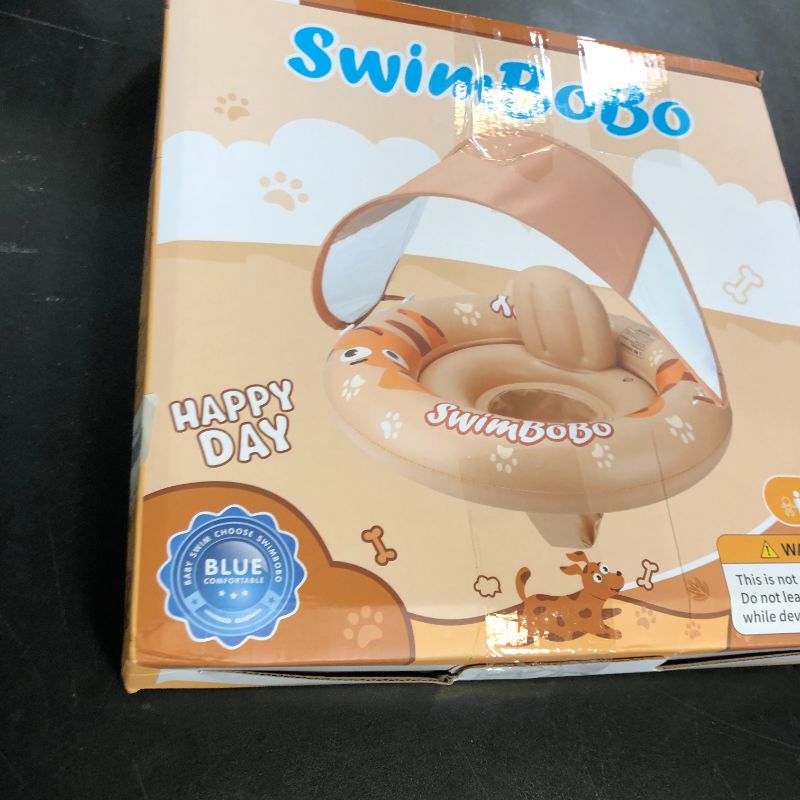 Photo 1 of Swimbobo Inflatable Baby Swimming Float with Safe Seat and Canopy for Age 6-36 Months Toddler (Beige Dog)