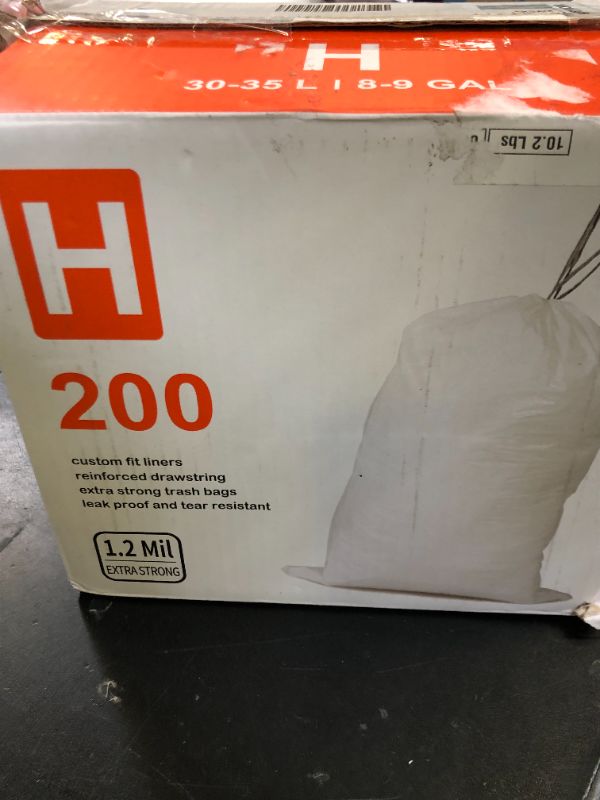 Photo 1 of Code H 200 Count 8-9 Gallon Heavy Duty Trash Bags 1.2 Mil THICK Compatible with simplehuman Code H | White Garbage Can Liners Heavy Duty Plastic Trash Bags
