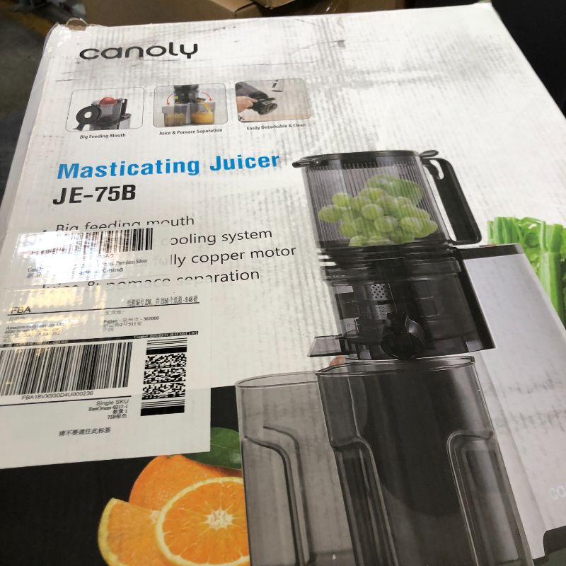 Photo 1 of Cold Press Juicer, 5.8" Wide Feed Chute Juice Extractor Machine with 400W, High Juice Yield, Slow Masticating Juicer for Whole Vegetables & Fruits, Metallic Silver
