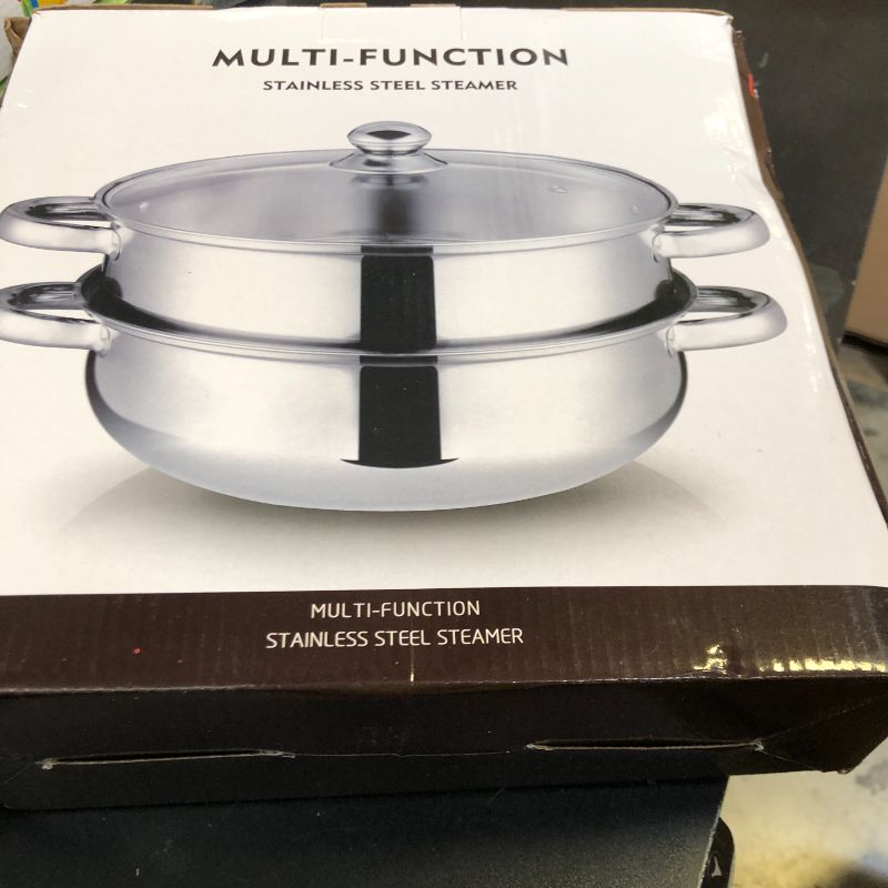 Photo 1 of ZENFUN Steamer for Cooking, 2 Tier Stack and Steam Pot Set With Glass Lid, Stainless Steel Double Handle, 11 Inch (Thickened)