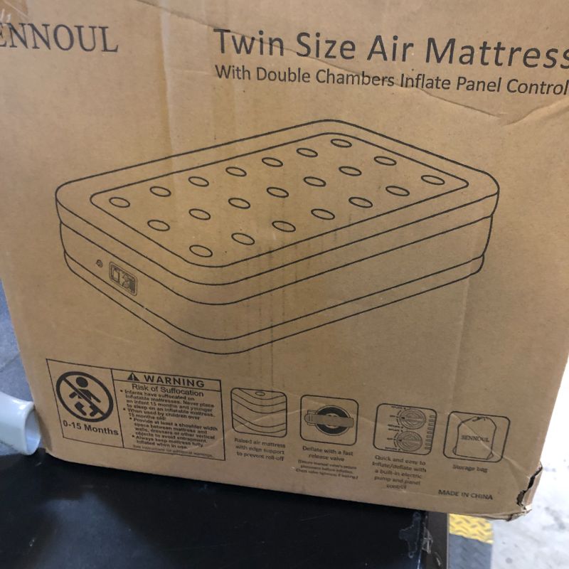 Photo 1 of SENNOUL Air Mattress with Built in Pump - Upgraded Twin Blow Up Mattress, 2 Mins Quick Self Inflatable with Double Air Chamber,16"/550lbs Max, Strong Support, for Camping,Home,Guests,Portable Travel