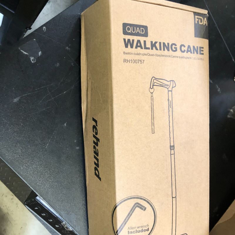 Photo 1 of REHAND Quad Cane, Foldable Walking Cane for Men & Women with 4-Pronged Base for Extra Balance & Stability-Adjustable, Lightweight, Collapsible, Walking Stick for Right or Left Handed Seniors & Adults