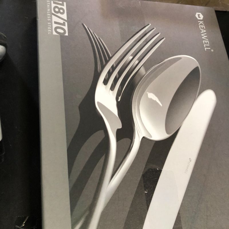 Photo 1 of KEAWELL Luxury 20 Pieces 18/10 Stainless Steel Flatware set, Service for 4, silver plated with gold accents, Fine Silverware set and Dishwasher Safe (Gold)