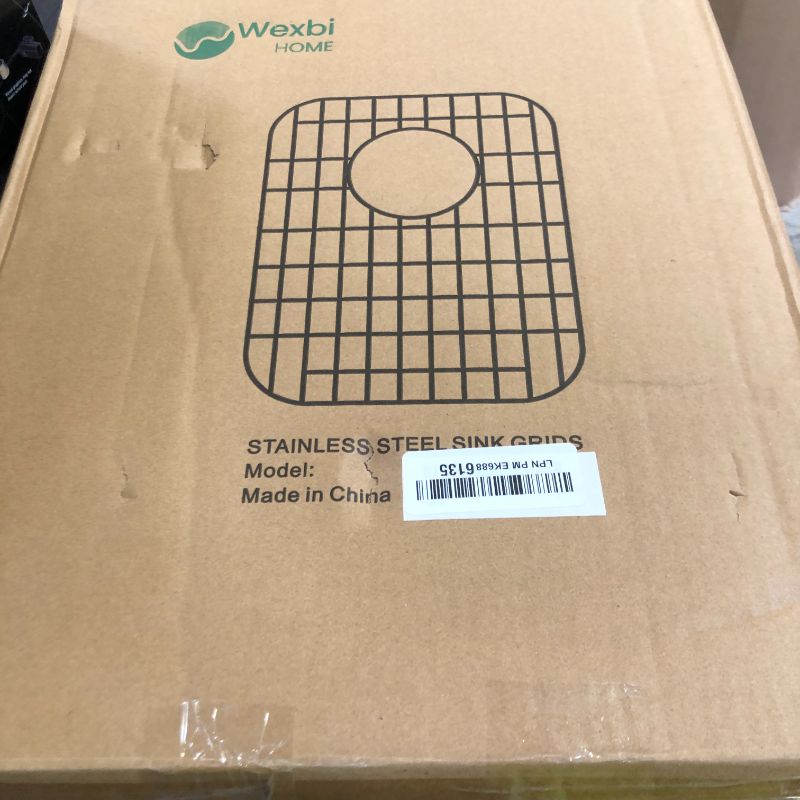 Photo 1 of Wexbi Kitchen Sink Protectors for Double Kitchen Sink, Stainless Steel Sink Grid, Set of Two Metal Sink Protector Mat 16 x 13 in, 14.5 x 11.26 in, Grid Sink Bottom Protector with Rear Drain