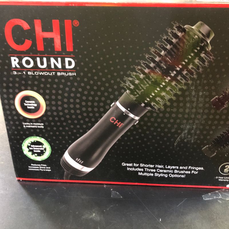 Photo 1 of CHI 3-in-1 Round Blowout Brush, Hair Dryer Brush For Smooth, Frizz-Free Hair, 3 Interchangeable Brush Heads & Adjustable Heat Settings