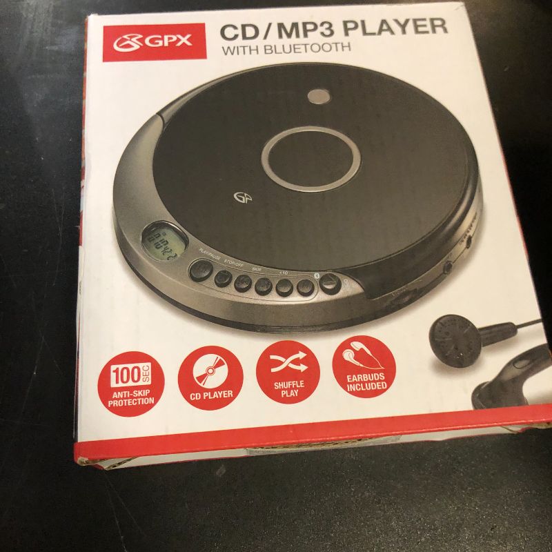 Photo 1 of GPX PCB319B Portable Cd Player with Bluetooth, Includes Stereo Earbuds, Black