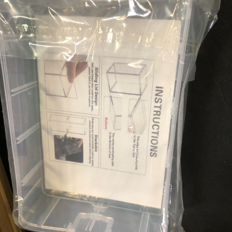 Photo 1 of JUXYES Pack of 4 Clear Display Case for Mini Action Figures, Acrylic Box With Sliding Door, Stackable Cube Small Showcase, Free Standing Collectibles Protection