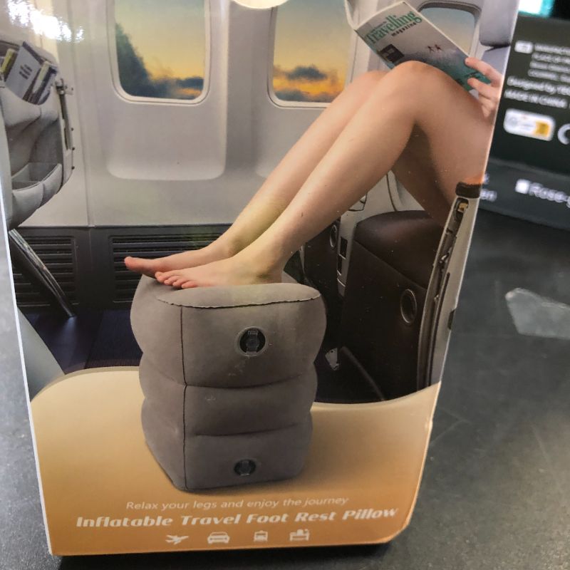 Photo 1 of JefDiee Inflatable Foot Rest Pillow, Kids Airplane Bed, Adjustable 3 Layers Height Leg Rest Pillow, Airplane Travel Essentials Great for Office, Home, Trains, Cars