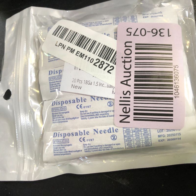 Photo 1 of 20 Pcs 18Ga 1.5 Inch/38mm Lab Dispensing Needle Luer Lock, Individually Sealed Wrapped