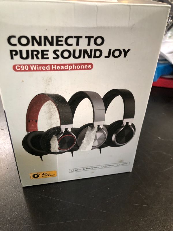 Photo 1 of Over Ear Headphones Wired with Microphone - Noise Isolating Corded Headphones with Protein Leather Ear Cushions for Teens Adults,Fordable Head phones with Golded 3.5 mm Jack for Laptop Computer Tablet