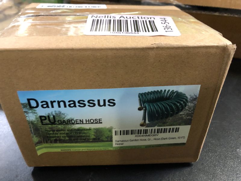 Photo 1 of Darnassus Garden Hose, Green PU Curly Water Hose with Brass Connectors,Watering Hose Coil,Retractable,Corrosion Resistant Garden Coil Hose (Dark Green, 10 FT)