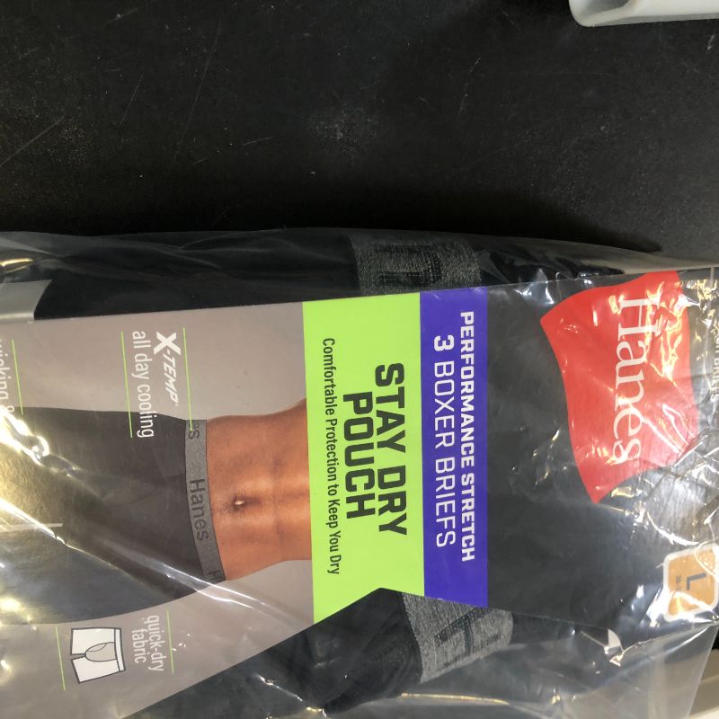 Photo 1 of Hanes Men's Stay Dry Pouch, Performance Stretch Boxer Brief with Leak Protection, 3-Pack, Black