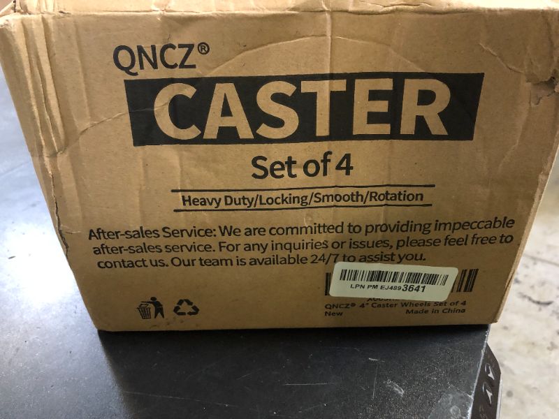 Photo 1 of QNCZ 4" Caster Wheels, Outstanding Casters Set of 4 Heavy Duty, Silent Industrial Casters, Locking Casters Wheels for Furniture, Castor Wheels for Cart, Workbench.