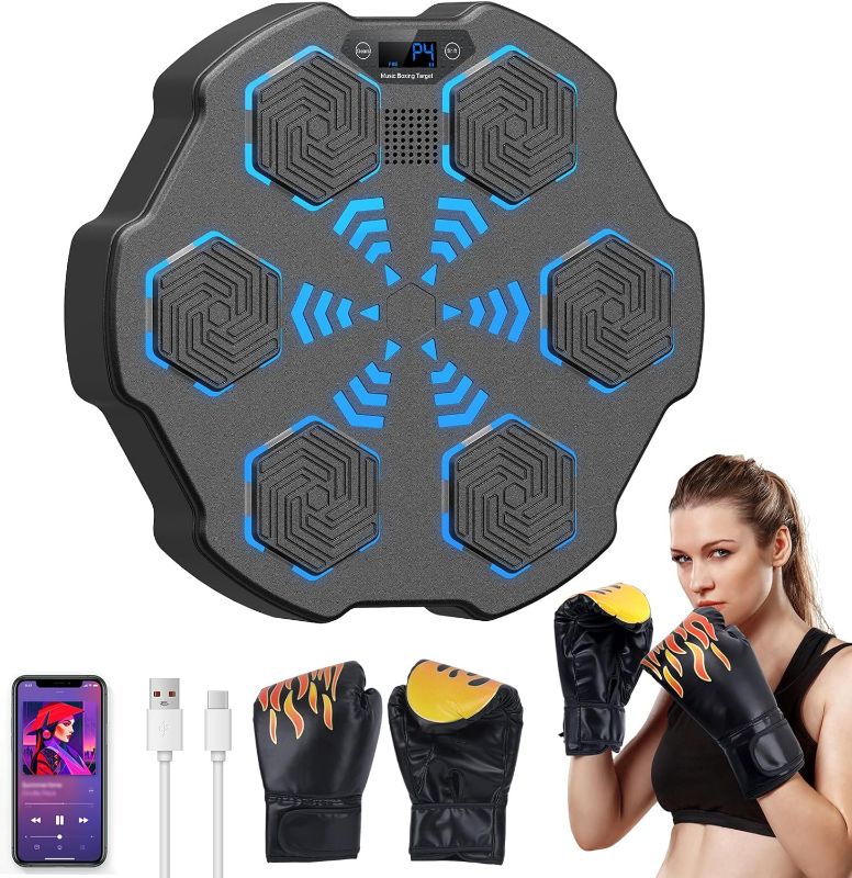 Photo 1 of Musical Boxing Machine with 2 Gloves, Smart Bluetooth Music Boxing Target for Adults & Kids, Wall Mounted Punching Trainer Equipment for Home, Office, Gym Use
