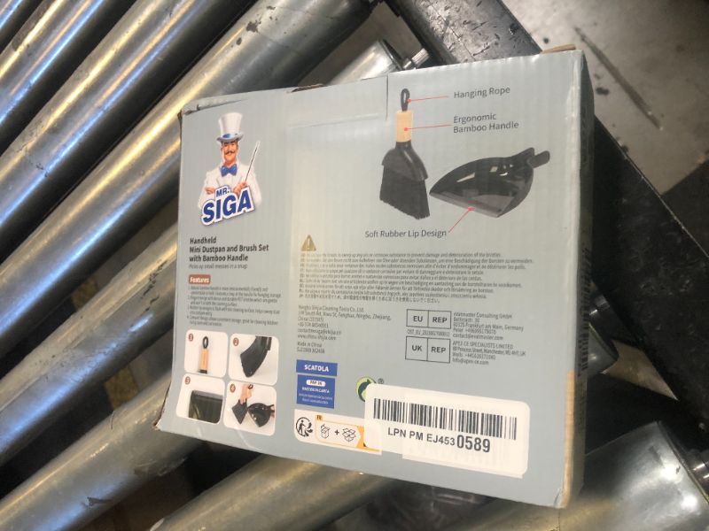 Photo 1 of MR.SIGA Mini Dustpan and Brush Set, Portable Cleaning Brush and Dustpan Combo with Bamboo Handle, Black, 1 Set