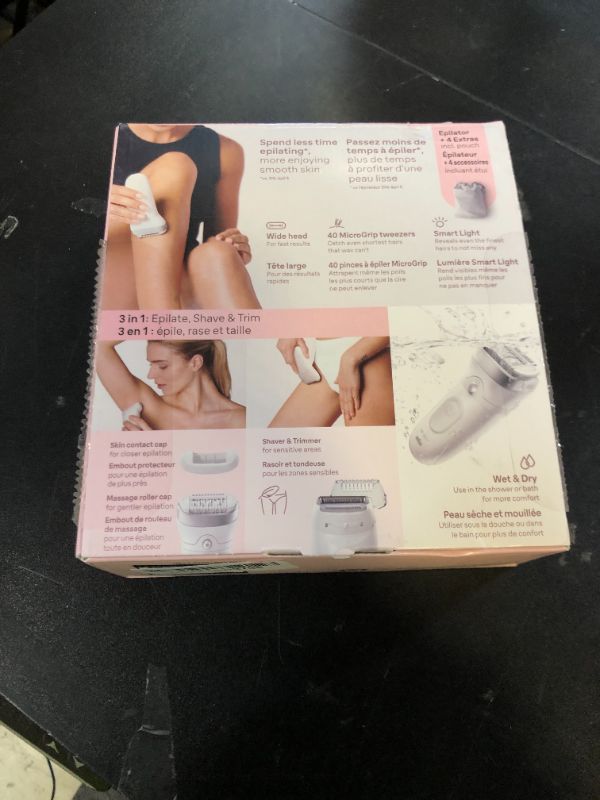 Photo 1 of Braun Epilator Silk-épil 7, Hair Removal Device, Women Shaver & Trimmer, Wet and Dry, Wide Head, Includes Shaver Head and Trimmer Comb, SE7-041, Silver