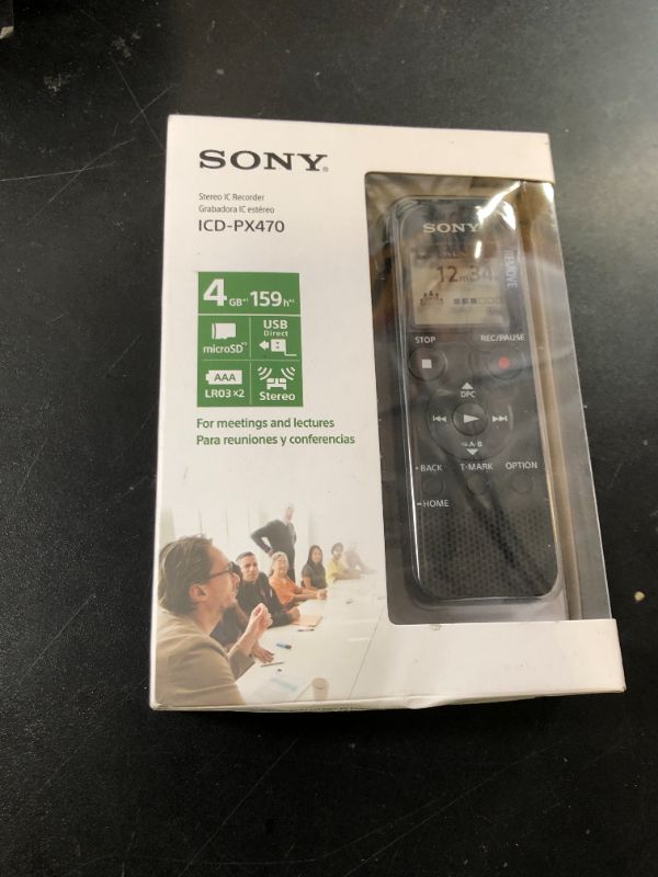Photo 1 of Sony ICD-PX470 Stereo Digital Voice Recorder with Built-in USB Voice Recorder, Black