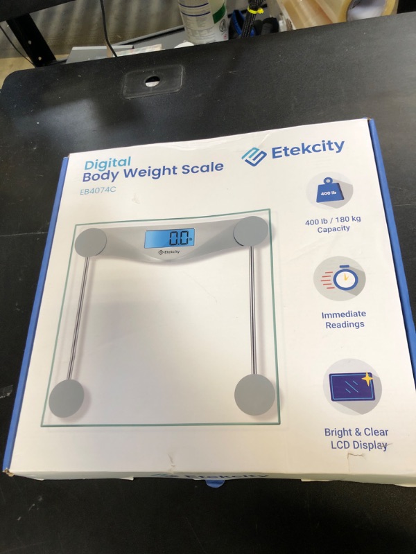 Photo 1 of Etekcity Digital Body Weight Bathroom Scale, Large Blue LCD Backlight Display, High Precision Measurements,6mm Tempered Glass, 400 Pounds