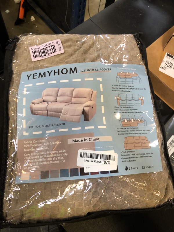 Photo 1 of YEMYHOM 6 Pieces Stretch Loveseat Recliner Slipcover Jacquard Recliner Sofa Cover with Side Pocket Fitted Recliner Cover Couch Furniture Protector with Elastic Bottom (Medium, Khaki)