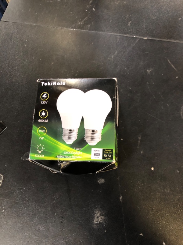 Photo 1 of YukiHalu LED Refrigerator Light Bulb 60W Equivalent A15 Appliance Fridge Bulbs, Waterproof 600 Lumen 7W 120V Daylight 5000K E26 Medium Base, Small Size Bulb for Damp Location, Not-Dim, 2-Pack