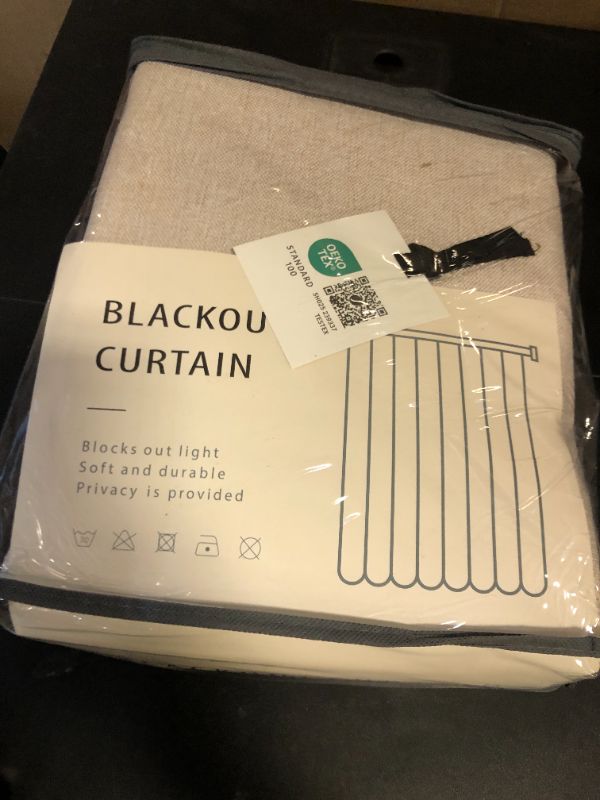 Photo 1 of 100% Blackout Shield Linen Blackout Curtains for Bedroom 96 Inches Long, Back Tab/Rod Pocket Living Room Drapes, Thermal Insulated Blackout Curtains 2 Panels Set, 50" W x 96" L,Cream