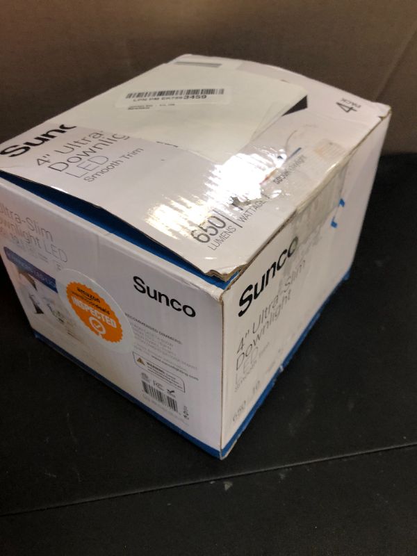 Photo 1 of Sunco 4 Inch LED Recessed Lights, Slim Canless Ceiling Lighting, 650 LM, 10W (60W Equivalent), 5000K Daylight, Dimmable, Wafer Thin, Ultra Thin with Junction Box ETL 4 Pack