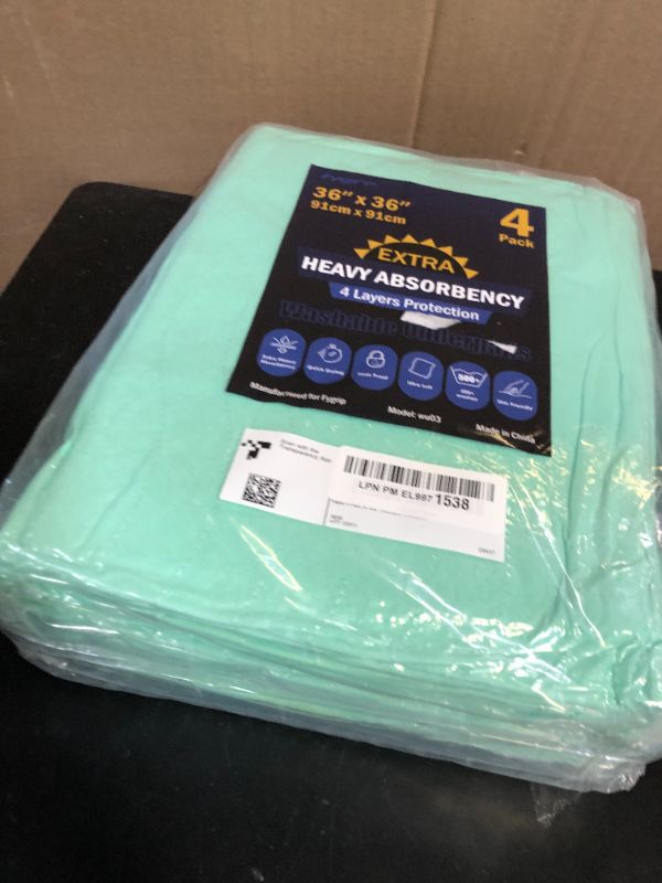 Photo 1 of 4 Pack 36” x 36” Extra Heavy Absorbency Washable Underpads, Waterproof Quick Drying Nursing Pads Incontinence Bed Pads, Reusable Washable Pee Pads for Dogs, Diaper Changing & Adults