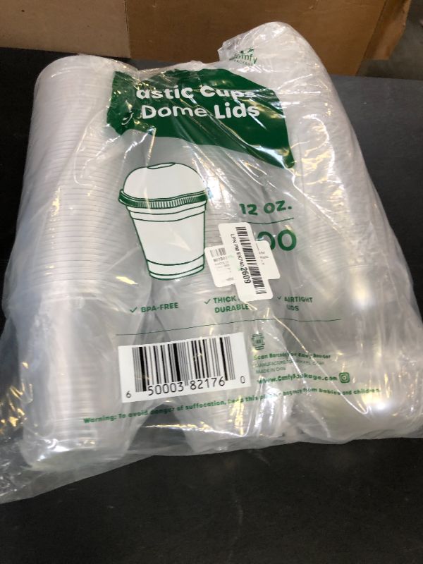 Photo 1 of GUSTO [12 oz. - 100 Count Clear Plastic Cups With Dome Lids - Perfect for Smoothies, Milkshakes, and To-Go Beverages (Formerly Comfy Package)