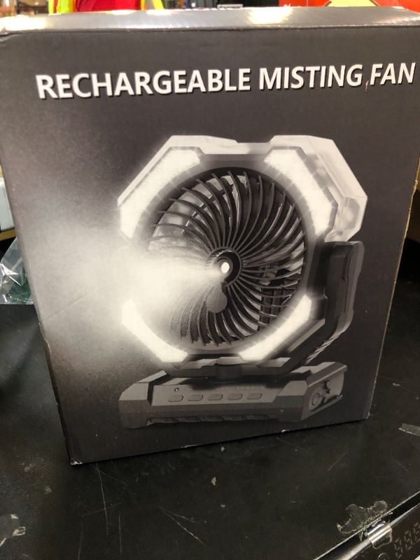 Photo 1 of Misting Fan Portable with 250ml Water Tank, 24000mAh Rechargeable Cooling Fans for Outside, Outdoor Water Misters with 2 Mist Modes, Remote Control Camping Fan with Timer for Tents, Patios, Beach