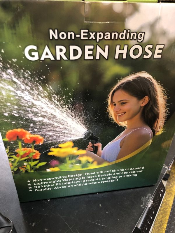 Photo 1 of Lipoliftco Garden Hose 100FT, Non-Expanding, Lightweight Hose With 8 Function Nozzle, Leak-Proof, No-Knot, Easy to Carry, Wear-Resistant, Sturdy, Flexible, 3/4GHT, Water Hose for Yard, Garden, Outdoor