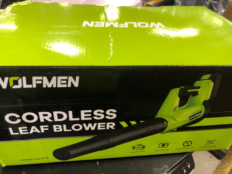 Photo 1 of Leaf Blower, Electric Cordless Leaf Blower with 2 Batteries and Charger, 2 Speed Mode, Lightweight Leaf Blowers for Blowing Leaves, Patio Cleaning, Lawn Care and Dust