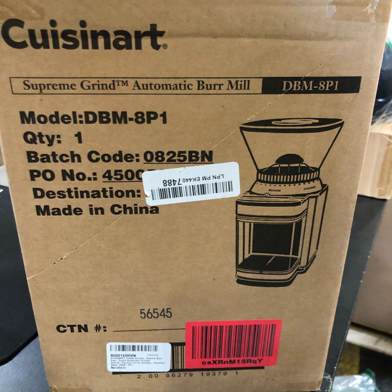 Photo 1 of CUISINART Coffee Grinder, Electric Burr One-Touch Automatic Grinder with18-Position Grind Selector, Stainless Steel, DBM-8P1