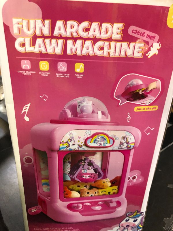 Photo 1 of Claw Machine for Kids, Mini Vending Machine Girls Unicorn Toys, Candy Grabber Prize Dispenser with Sound & 20 Mini Plush Toys, Electronic Arcade Game Indoor Toy for Home Party Birthday Gifts
