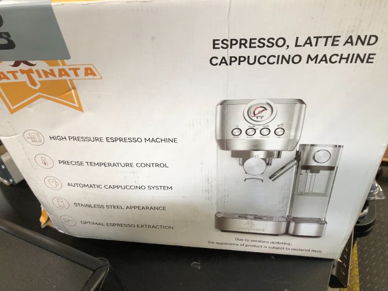 Photo 1 of MAttinata Cappuccino Coffee Machine with Automatic Milk Frother, Compact Espresso Machine with Pressure Gauge, Stainless Steel Cappuccino Maker with for Home, Office
