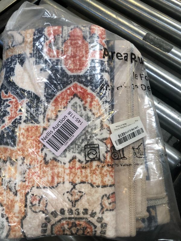 Photo 1 of Puremy Area Rug 4x6, Washable Boho Rugs for Living Room, Vintage Low Pile Bedroom Rug, Non Slip Floral Print Small Carpet for Kitchen Dining Room Entrance Home Decor, Beige